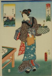TOYOKUNI III/Chomeiji Temple, from <i>Edo meisho hyakunin bijo</i> (One-hundred famous places and beauties of Edo)