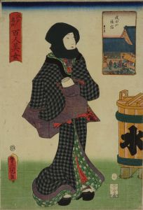 TOYOKUNI III/Inns at Mount Narita, from <i>Edo meisho hyakunin bijo</i> (One-hundred famous places and beauties of Edo)
