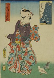 TOYOKUNI III/Higashi Honganji Temple, from <i>Edo meisho hyakunin bijo</i> (One-hundred famous places and beauties of Edo)