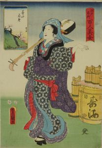 TOYOKUNI III/Cherry blossom along Sumida River, from <i>Edo meisho hyakunin bijo</i> (One-hundred famous places and beauties of Edo)