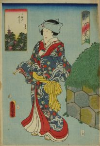 TOYOKUNI III/Zojoji Temple, San'enzan, from <i>Edo meisho hyakunin bijo</i> (One-hundred famous places and beauties of Edo)
