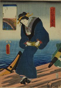 TOYOKUNI III/Edo Bridge, from <i>Edo meisho hyakunin bijo</i> (One-hundred famous places and beauties of Edo)