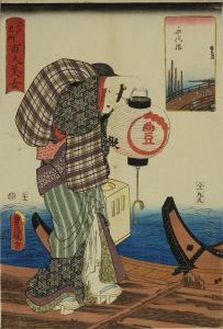 TOYOKUNI III/Eitai Bridge, from <i>Edo meisho hyakunin bijo</i> (One-hundred famous places and beauties of Edo)