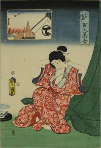TOYOKUNI III/Hatchobori, from <i>Edo meisho hyakunin bijo</i> (One-hundred famous places and beauties of Edo)