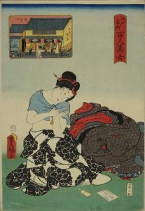 TOYOKUNI III/Suwamachi, Asakusa, from <i>Edo meisho hyakunin bijo</i> (One-hundred famous places and beauties of Edo)