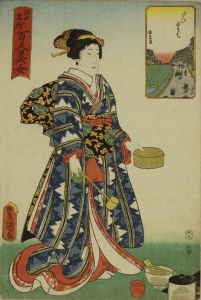 TOYOKUNI III/Iidamachi, from <i>Edo meisho hyakunin bijo</i> (One-hundred famous places and beauties of Edo)