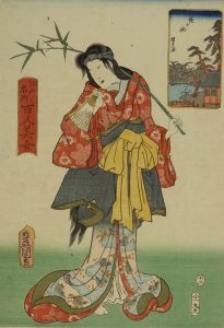 TOYOKUNI III/Kagami Pond, from <i>Edo meisho hyakunin bijo</i> (One-hundred famous places and beauties of Edo)