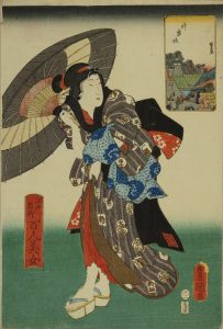 TOYOKUNI III/Kagurazaka, from <i>Edo meisho hyakunin bijo</i> (One-hundred famous places and beauties of Edo)