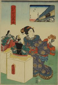 TOYOKUNI III/Jukkendana, from <i>Edo meisho hyakunin bijo</i> (One-hundred famous places and beauties of Edo)