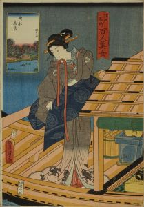 TOYOKUNI III/Ofunagura-mae, from <i>Edo meisho hyakunin bijo</i> (One-hundred famous places and beauties of Edo)