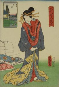 TOYOKUNI III/Senzoku, from <i>Edo meisho hyakunin bijo</i> (One-hundred famous places and beauties of Edo)