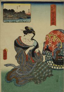 豊国三代/江戸名所百人美女　溜いけのサムネール