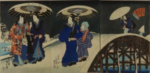 国貞二代/十二ヶ月源氏之姿見　霜月　ゆき見　すがた見橋のサムネール