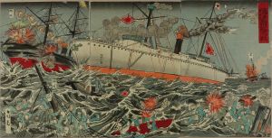 KOKUNIMASA/Scene of Sino-Japanese war, triptych