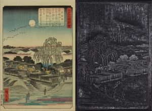 HIROSHIGE II/Emon Hill, from <i>Edo meisho zue</i> (Pictures of famous views of Edo), key block and print