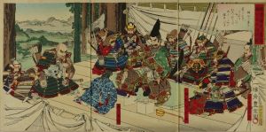 TOYONOBU/Separation of the warrior Kusunoki Masashige and his son Masatsura at Sakurai, triptych