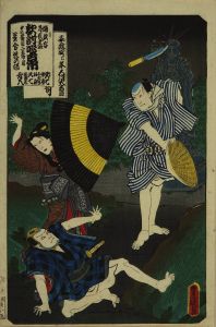 豊国三代/踊形容外題尽　敵討噂古市　第二番目二幕目 星合堤の場 のサムネール