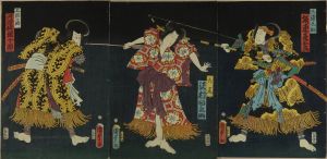 国貞二代/「演目不詳」 上総之助　河原崎権十郎　九尾　沢村田之助　三浦之助　坂東彦三郎のサムネール