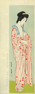 HASHIGUCHI GOYO/Naga juban o kitaru onna (Woman in a long undergarment): after Hashiguchi Goyo, hand-printed woodcut reproduction, published by Tanseisha, 51x19cm.のサムネール