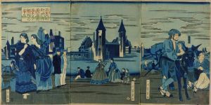 YOSHIKAZU/Amerikashu Hashintonfu no kei, dohan no shasei/* (Picture of copperplate print of the view of Washington, America), triptychのサムネール