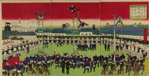 HIROSHIGE III/View of firemen's New Year performance, triptychのサムネール
