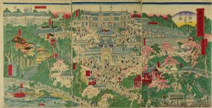 KYOSAI/View of the second domestic exposition at Ueno, triptychのサムネール