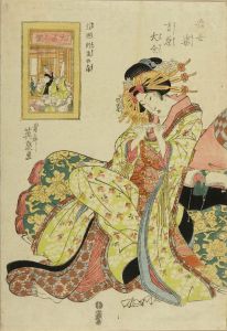 EISEN/Beauty making a crane with origami, titled */Hikikomi shinzo no toko/* (Bedroom of specially trained shinzo), from */Ukiyo sugata Yoshiwara taizen/* (Appearances of the floating world: Yoshiwara encyclopedia)のサムネール