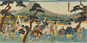 KUNISADA/Ariwara no Narihira 's travel to the east, triptychのサムネール