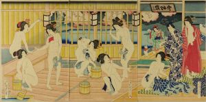 KUNISADA II/Bathroom of Nakamanjiya, triptychのサムネール