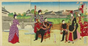 CHIKANOBU/*/Nishimaru kokyo no shinkei/* (True view of the west ground of emperor's palace), triptychのサムネール