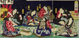 KUNITERU II/Seven sumo wrestlers' party, titled */Mitate shichifukujin/* (Parody of seven deities), triptychのサムネール
