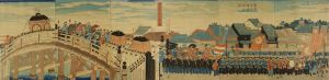 YOSHITOSHI/Emperor's procession passing Nakabashi and Kyobashi, Ginza, Tokyo, two triptychsのサムネール