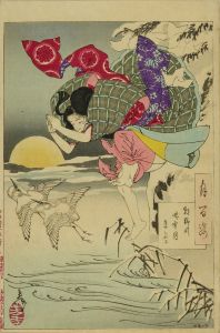 月百姿　朝野川晴雪月　孝女ちか子／芳年
