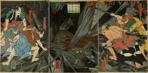 YOSHIKAZU/Four retainers of Minamoto Yorimitsu encounter */tsuchigumo/* (Ground spider), triptychのサムネール