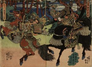 KUNISADA/Minamoto Yoshitomo and Fujiwara Nobuyori escaping to east at Heiji Rebelion, diptychのサムネール