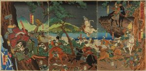 KUNIYOSHI/Kiso Yoshinaka at the battle at Northland Region, triptychのサムネール