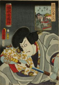 TOYOKUNI III/*/Omi hachiyu no uchi/* (Eight heroes of Omi Province in Nuregoromo Onna Narukami), eight sheets, completeのサムネール