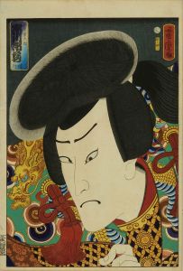 YOSHITORA/An */okubi-e/* (large-head portrait) of the actor Ichikawa Ichizo in the role of Iwami Jutaro, published by Kinshodoのサムネール