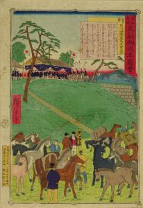 HIROSHIGE III/Emperor visiting horse market at Shirakawa, from */Hochi Shimbun, Ou gojunko zue/* (Hochi Newspaper, Pictures of Emperor's trip to Mutsu and Dewa Province)のサムネール