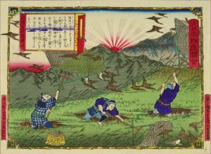 HIROSHIGE III/Hunting ducks flying over mountains, Iyo Province, from */Dai Nippon bussan zue/* (Pictures of famous products of Japan)のサムネール