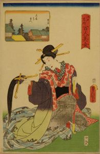 TOYOKUNI III/Front of Daionji Temple, from */Edo meisho hyakunin bijo/* (One-hundred famous places and beauties of Edo)のサムネール