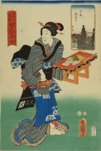 TOYOKUNI III/Ryusenji Temple, Meguro, from */Edo meisho hyakunin bijo/* (One-hundred famous places and beauties of Edo)のサムネール
